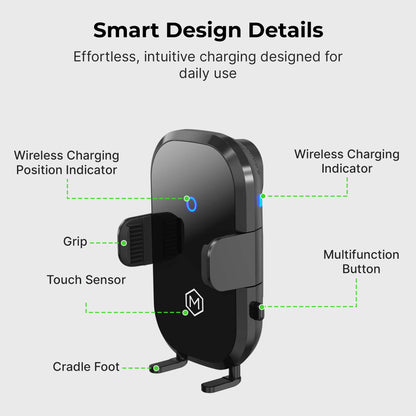 Auto Scan Fast Wireless Car Charger Mount For Vent & Dash