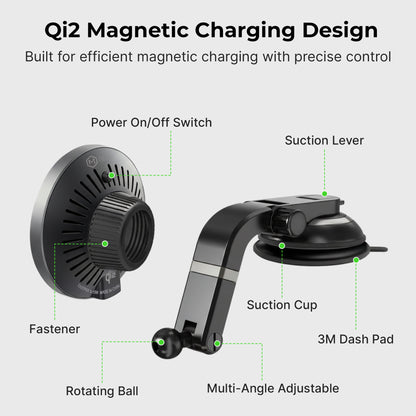Mag Switch Qi2 Wireless Charger & Multi-Angle Suction Mount