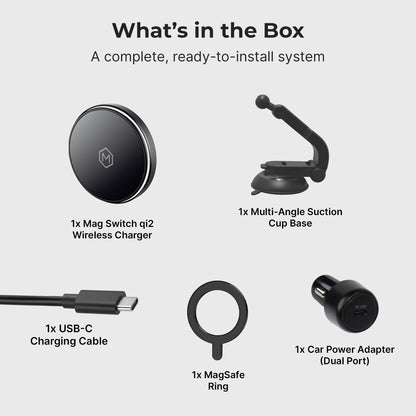 Mag Switch Qi2 Wireless Charger & Multi-Angle Suction Mount