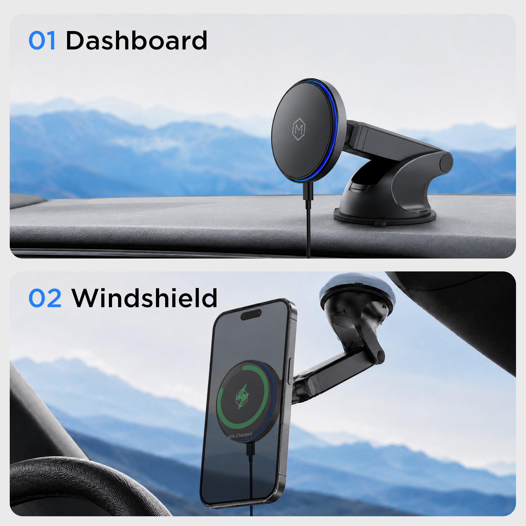 MagSwitch Qi2 Wireless Charger Telescopic Suction Phone Mount for iPhone and Android