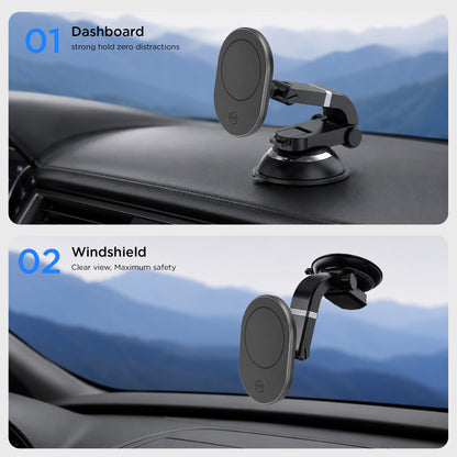 MagSafe Suction Cup Car Phone Mount Multi-Angle Adjustable Holder for iPhone and Android