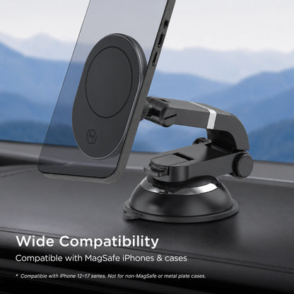 MagSafe Suction Cup Car Phone Mount Multi-Angle Adjustable Holder for iPhone and Android