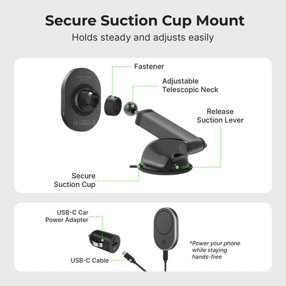 MagSafe Wireless Car Charger Suction Cup Mount (Version 2.0)