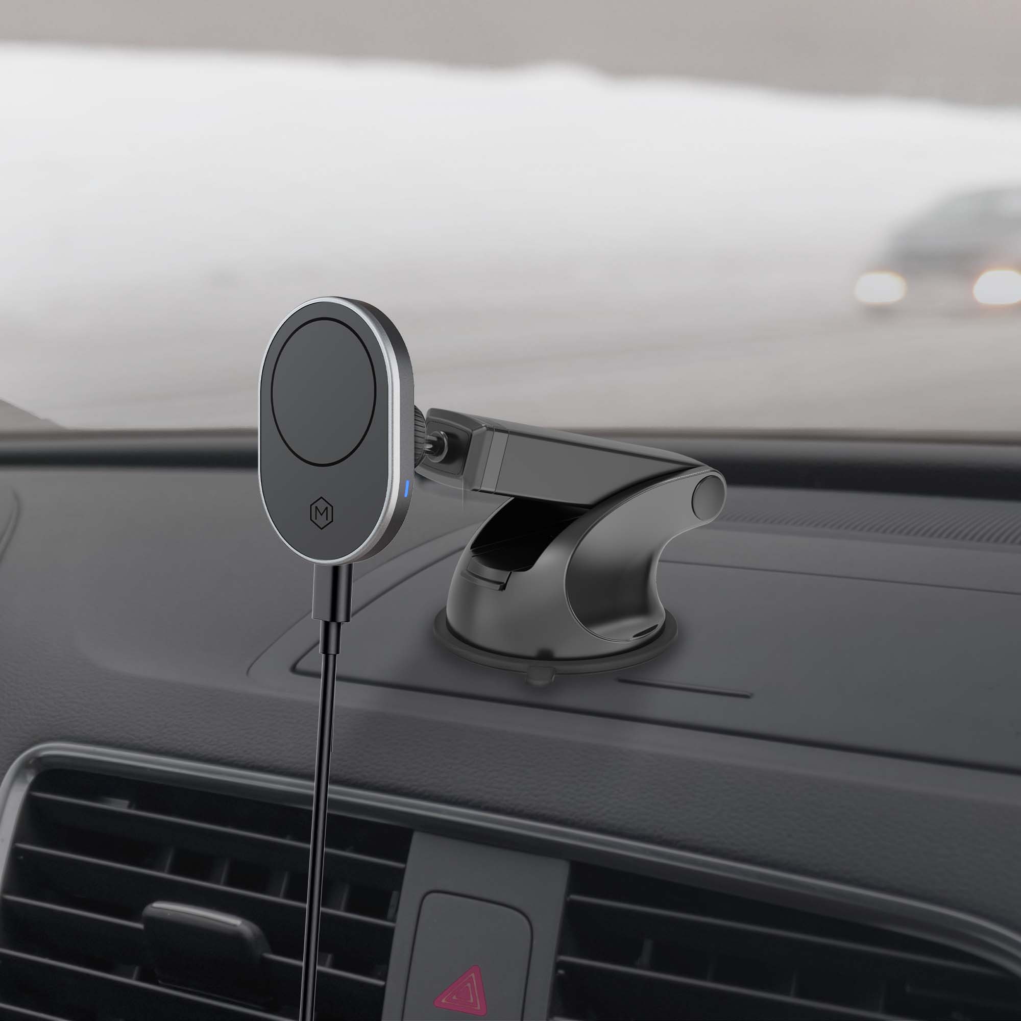 MagSafe Wireless Car Charger Mount – 15W Fast Charging Suction Dash Mount for iPhone 12–17