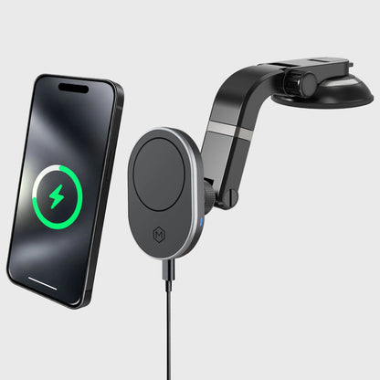 MagSafe Wireless Car Charger with Multi-Angle Adjustable Suction Cup