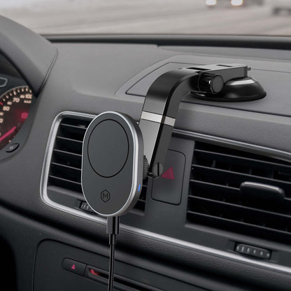 MagSafe Wireless Car Charger with Multi-Angle Adjustable Suction Cup