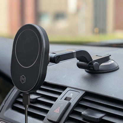 MagSafe Wireless Car Charger with Multi-Angle Adjustable Suction Cup