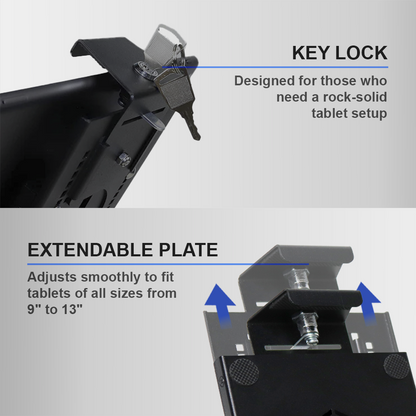 Mighty Mount® 9" to 13" Triple Suction Cup Metal Locking iPad / Tablet Holder