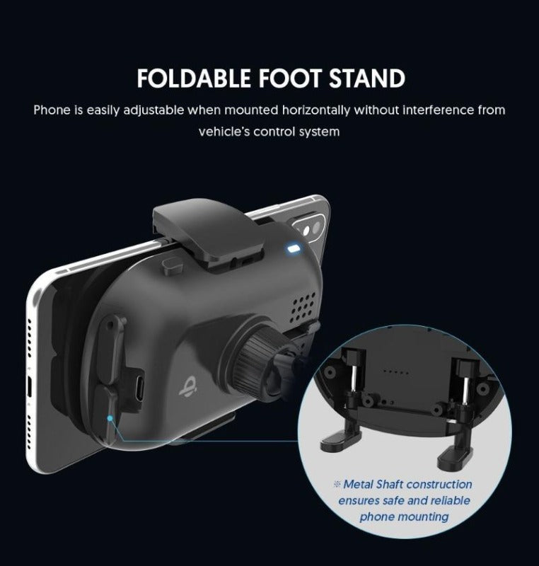 Fast Wireless Charging Car Phone Mount  - Folding Foot Stand