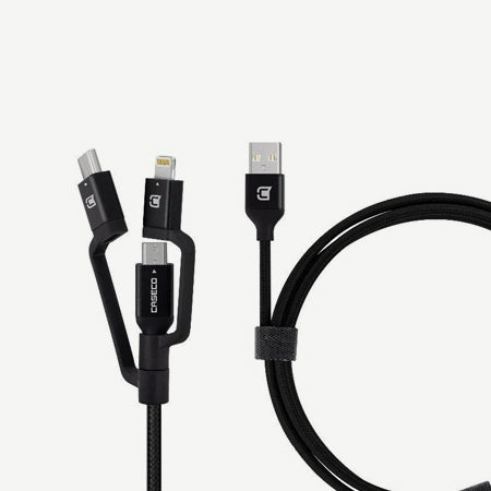 3-in-1 Universal Rugged Braided Cable 2 Meters - Charge/Sync Cables | Mighty Mount (black braided charger cables)