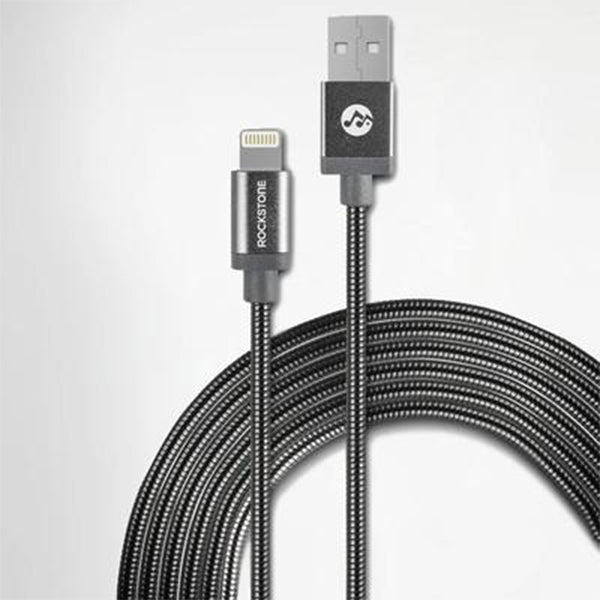 Pet Friendly Metal Tangle Free Braided Lightning Cable Silver - 1.2 Meter